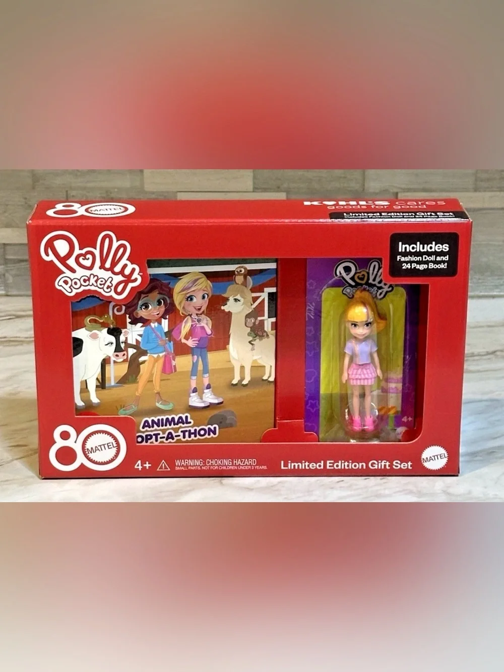 Mattel Polly Pocket Limited Edition Gift Set Animal Adopt-a-Thon Doll and Book
